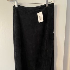 Olivaceous Black Suede Pencil Skirt
